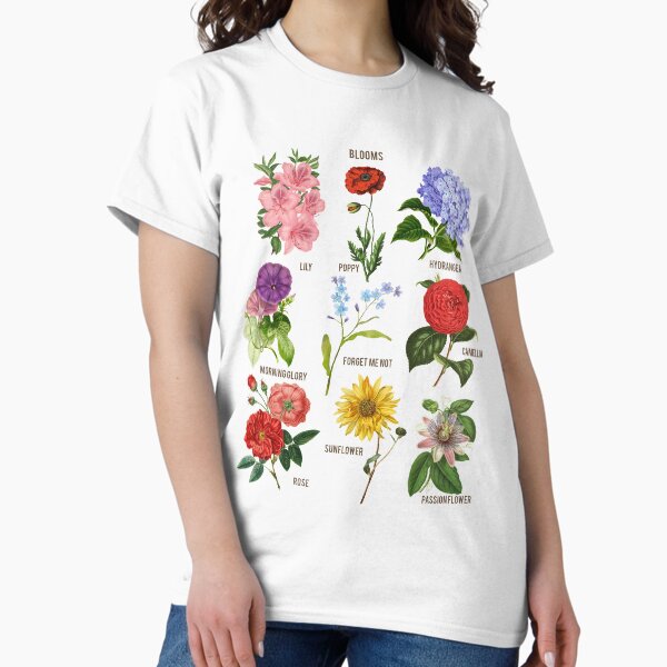 Vintage Blooms Botanical Flower Floral Chart - Adult & Kids T-Shirts, Sweatshirts & Hoodies apparel design preview 1