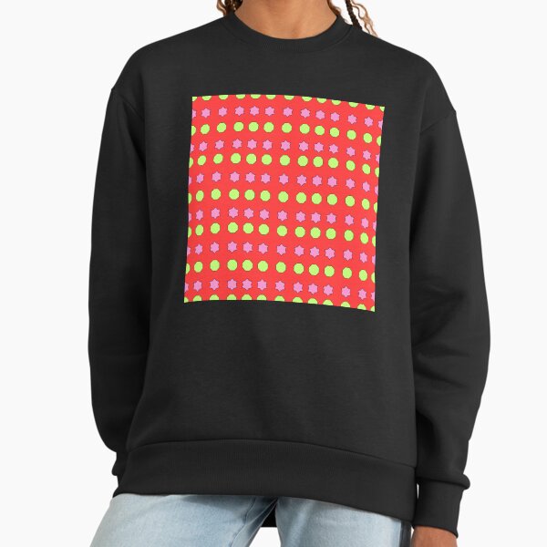 Lime Octagons and Magenta Stars on Red background - Adult & Kids T-Shirts, Sweatshirts & Hoodies apparel design preview 1
