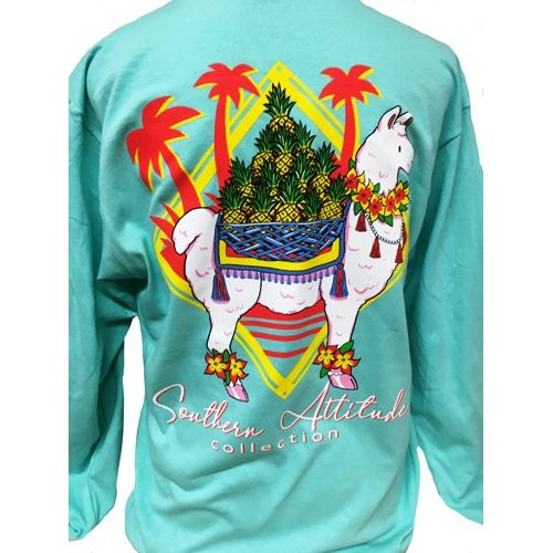 Southern Attitude Seafoam Preppy Pineapple Llama - Adult & Kids T-Shirts, Sweatshirts & Hoodies apparel design preview 2