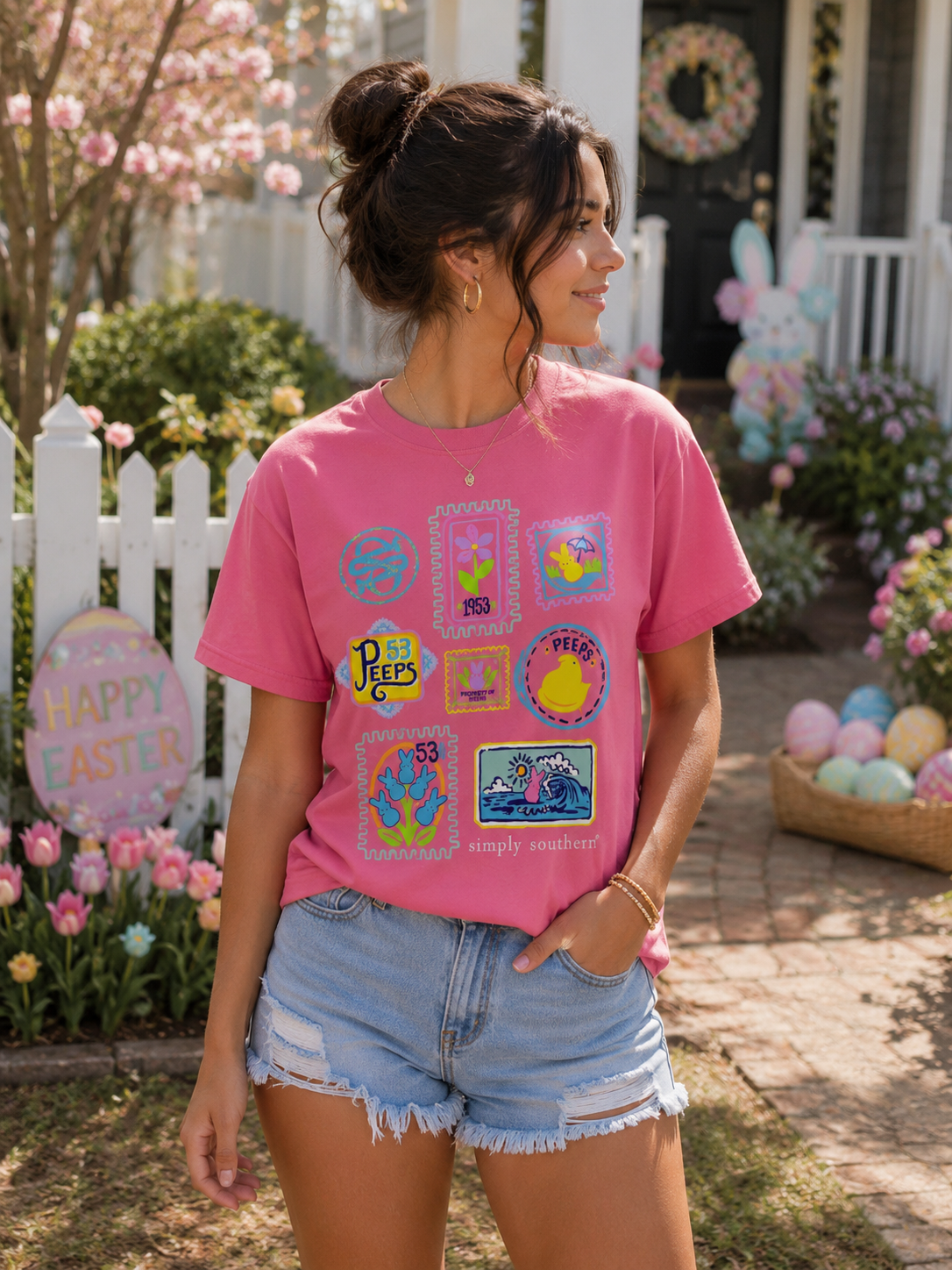 Simply Southern Peeps Stickers Easter Mineral Washed - Adult & Kids T-Shirts, Sweatshirts & Hoodies apparel design preview 1