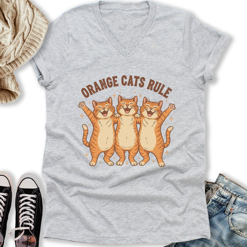 Orange Cats Rule V-Neck - Adult & Kids T-Shirts, Sweatshirts & Hoodies apparel design preview 1