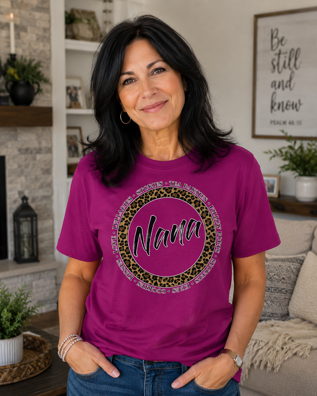 SALE Sassy Frass Nana Words Leopard Bella Canvas - Adult & Kids T-Shirts, Sweatshirts & Hoodies apparel design preview 1