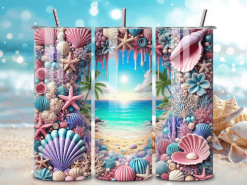 Seashells and Beach 20 oz Skinny Tumbler Cup With - Adult & Kids T-Shirts, Sweatshirts & Hoodies apparel design preview 1
