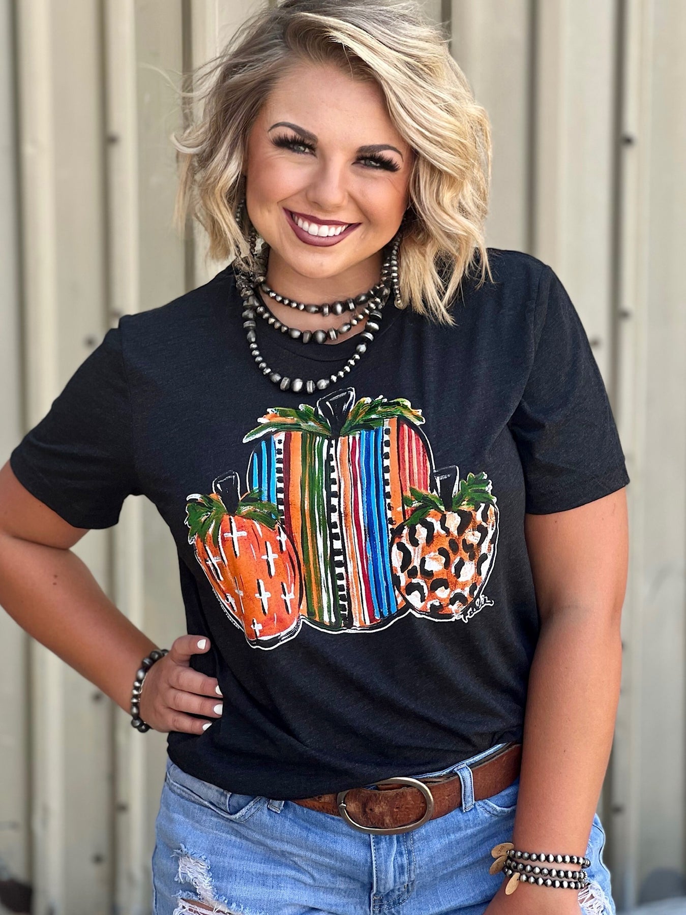 Texas True Threads Callie Ann Stelter Serape Pumpkins - Adult & Kids T-Shirts, Sweatshirts & Hoodies apparel design preview 2