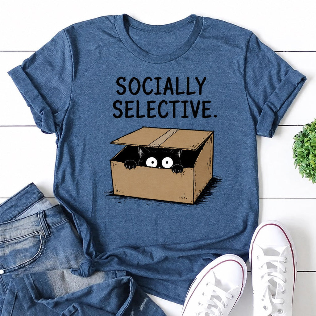 Socially Selective Cat Print Women Slogan - Adult & Kids T-Shirts, Sweatshirts & Hoodies apparel design preview 1