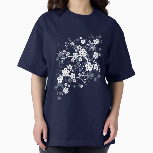 Navy and white cherry blossom pattern - Adult & Kids T-Shirts, Sweatshirts & Hoodies apparel design preview 1