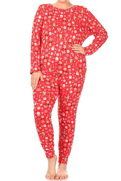 Christmas Reindeer Snowman Plus Size Lounge Pajama - Adult & Kids T-Shirts, Sweatshirts & Hoodies apparel design preview 2