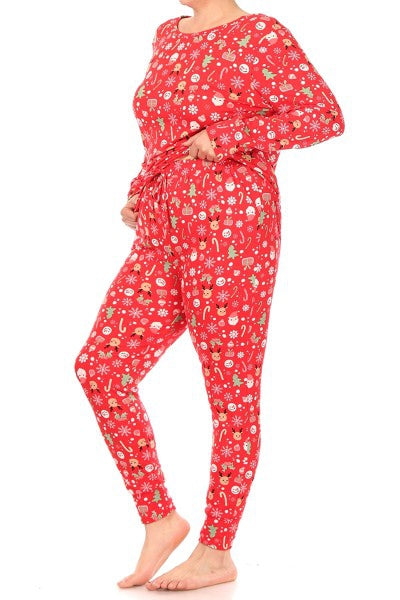 Christmas Reindeer Snowman Plus Size Lounge Pajama - Adult & Kids T-Shirts, Sweatshirts & Hoodies apparel design preview 1