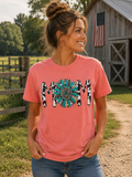 Southern Chics Wild Flower Mom Cow Print Canvas - Adult & Kids T-Shirts, Sweatshirts & Hoodies apparel design preview 1