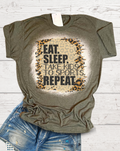 Eat Sleep Take Kids to Sports Repeat Leopard Bleached - Adult & Kids T-Shirts, Sweatshirts & Hoodies apparel design preview 1