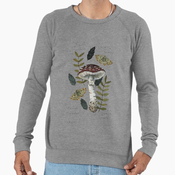 Amanita Muscaria with moths and leaves botanical - Adult & Kids T-Shirts, Sweatshirts & Hoodies apparel design preview 1