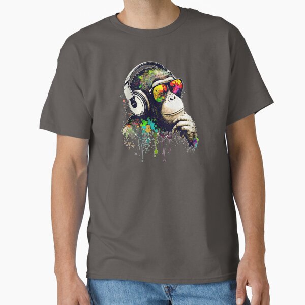 Pondering Dj Chimp color splash monkey - Adult & Kids T-Shirts, Sweatshirts & Hoodies apparel design preview 1