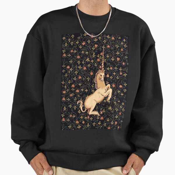 Medieval Unicorn Midnight Floral Tapestry - Adult & Kids T-Shirts, Sweatshirts & Hoodies apparel design preview 1