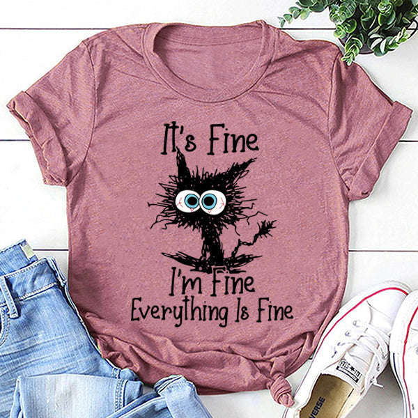 It's Fine I'm Cat Print Women Slogan - Adult & Kids T-Shirts, Sweatshirts & Hoodies apparel design preview 3