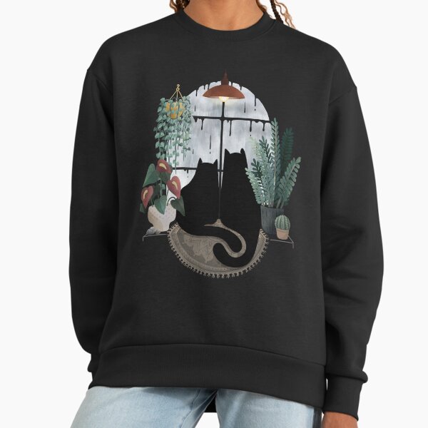 Rainy Day Cats (on Black) - Adult & Kids T-Shirts, Sweatshirts & Hoodies apparel design preview 1