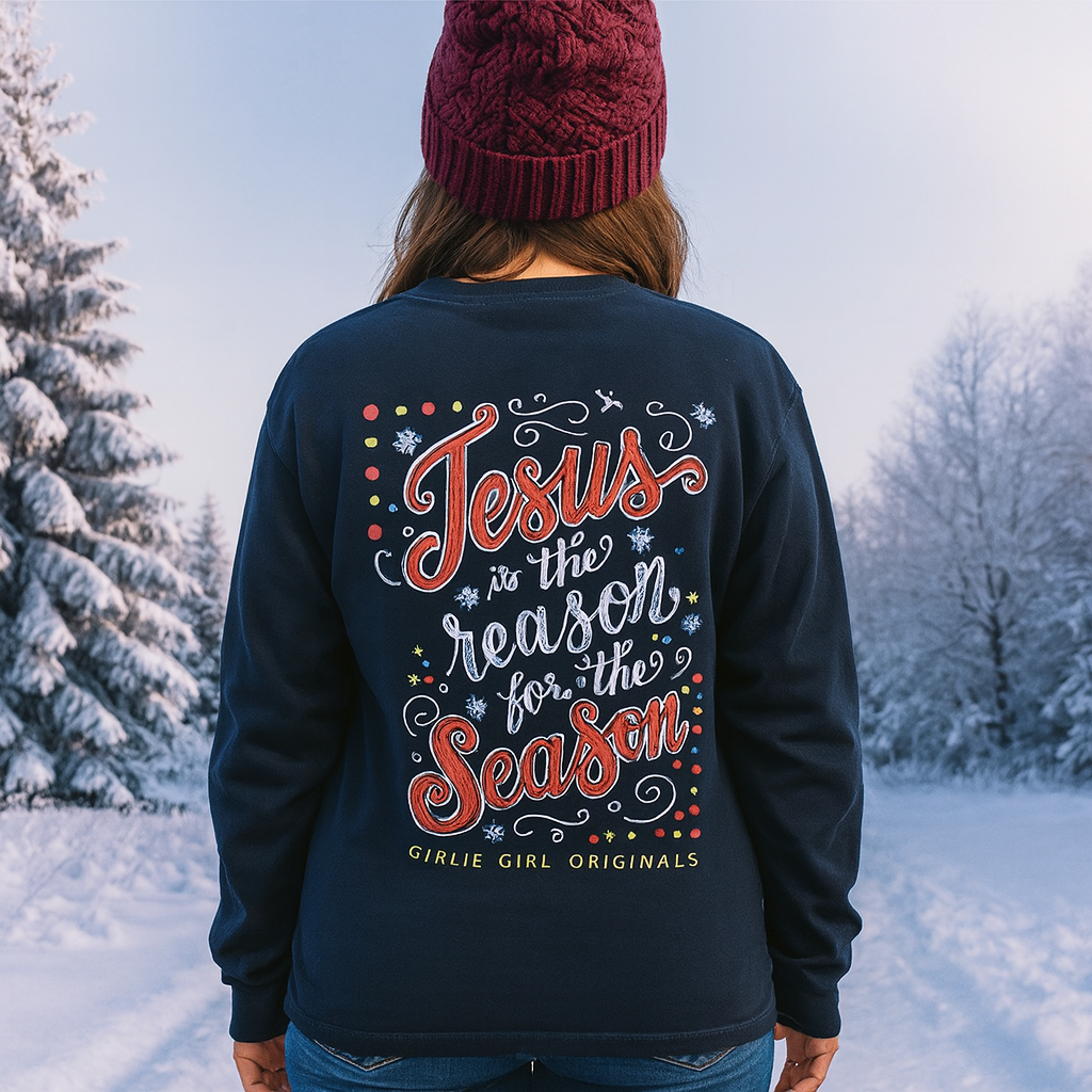 Girlie Girl Preppy Jesus Is The Reason For Season - Adult & Kids T-Shirts, Sweatshirts & Hoodies apparel design preview 1