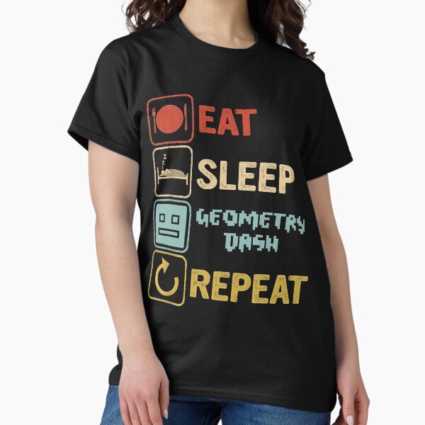 Funny eat sleep geometry dash repeat retro vintage, - Adult & Kids T-Shirts, Sweatshirts & Hoodies apparel design preview 1