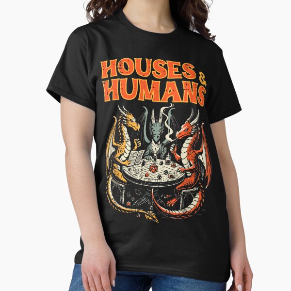 Houses And Humans Dragons Playing Dice Funny RPG - Adult & Kids T-Shirts, Sweatshirts & Hoodies apparel design preview 1