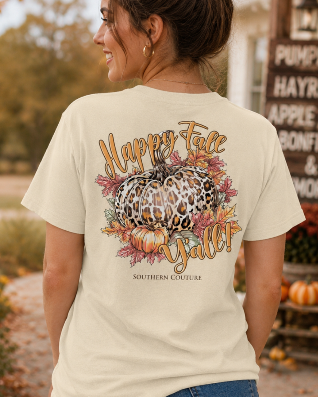 Southern Couture Classic Happy Fall Yall - Adult & Kids T-Shirts, Sweatshirts & Hoodies apparel design preview 1