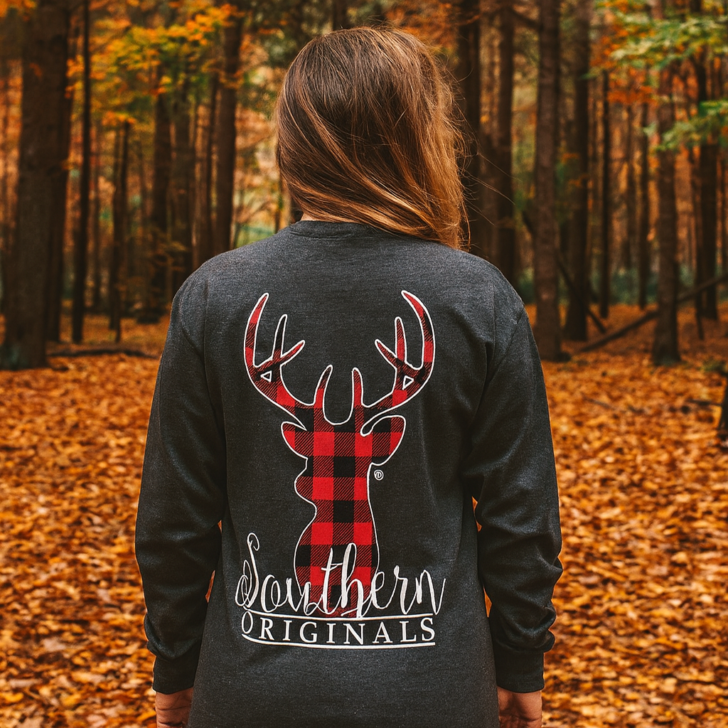 Girlie Girl Originals Preppy Plaid Deer - Adult & Kids T-Shirts, Sweatshirts & Hoodies apparel design preview 1