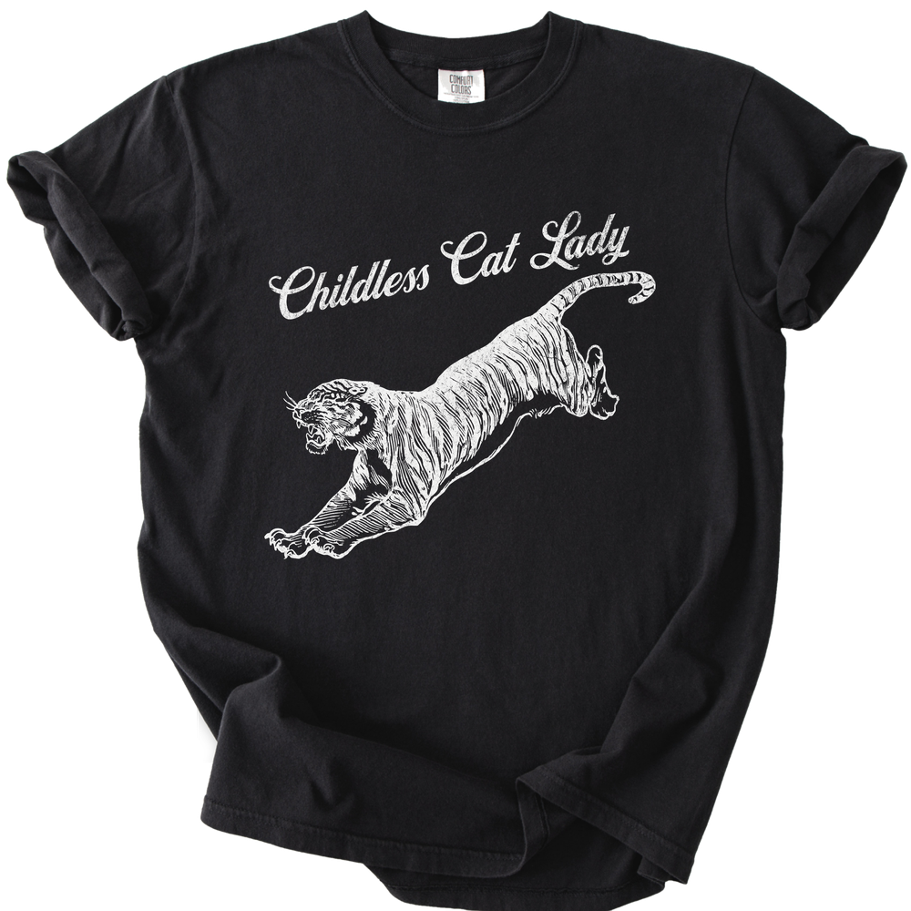 Childless Cat Lady Tiger - Adult & Kids T-Shirts, Sweatshirts & Hoodies apparel design preview 1