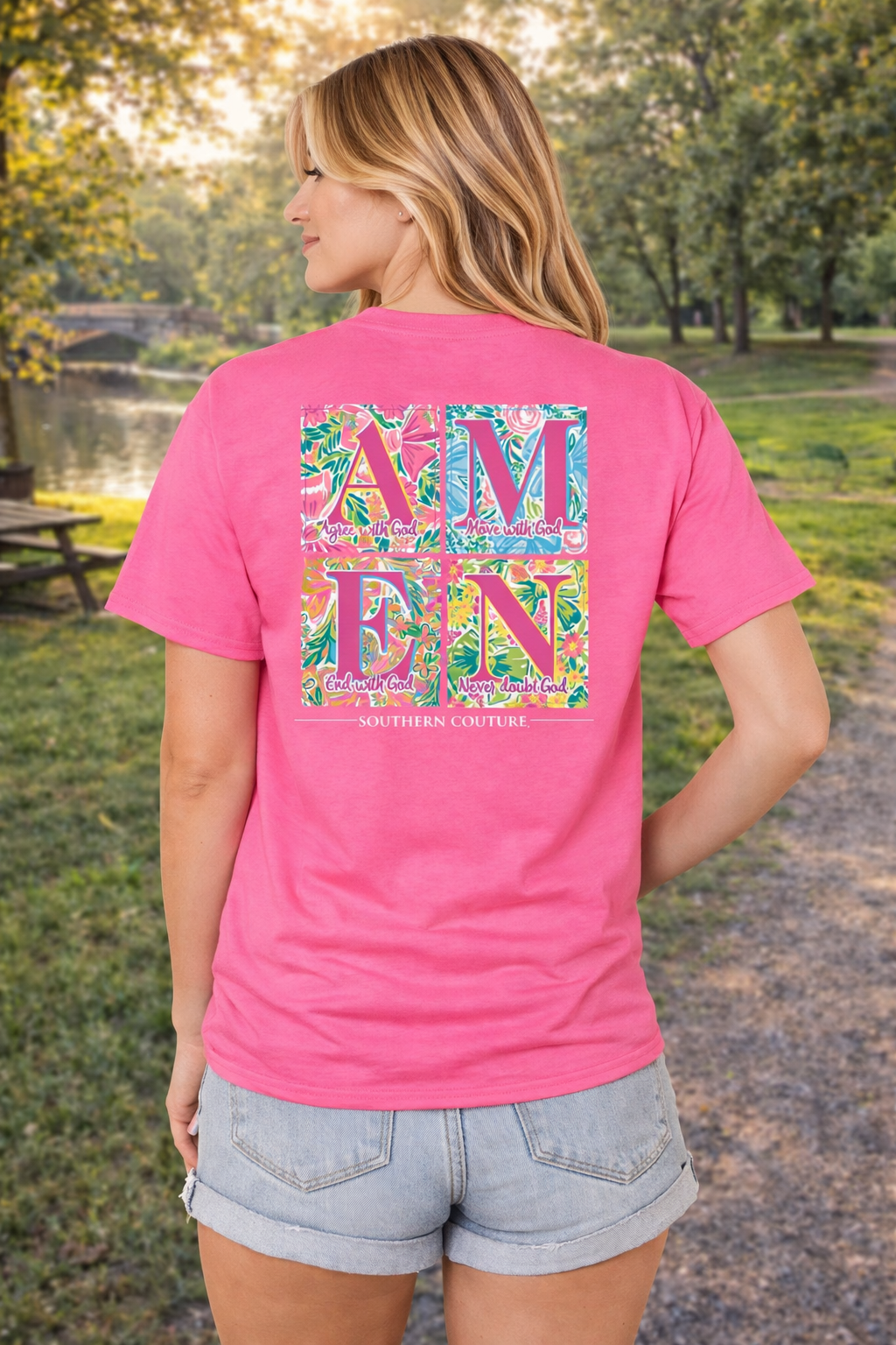 Southern Couture Classic Pattern Square Amen - Adult & Kids T-Shirts, Sweatshirts & Hoodies apparel design preview 1