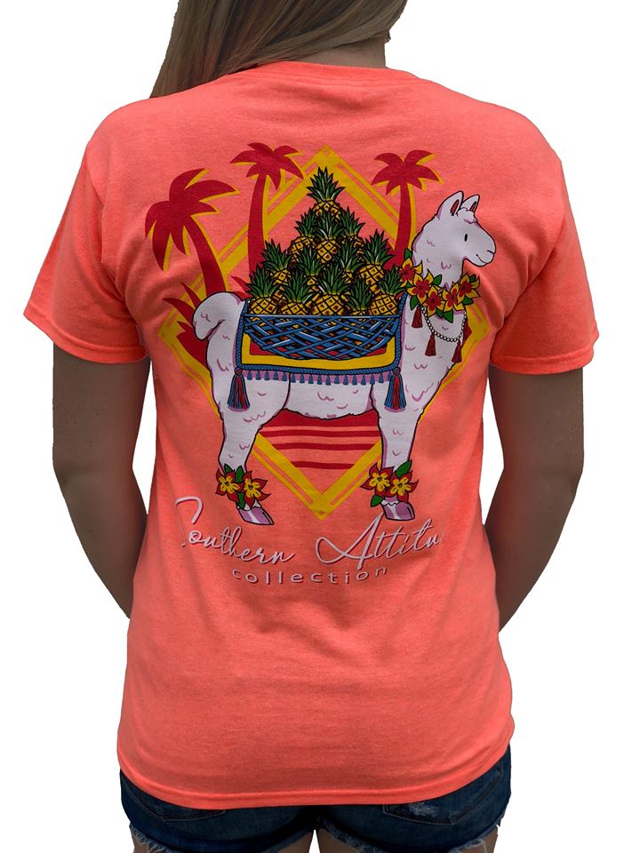 Sale Southern Attitude Coral Preppy Pineapple Llama - Adult & Kids T-Shirts, Sweatshirts & Hoodies apparel design preview 2
