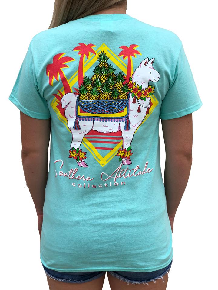 Sale Southern Attitude Seafoam Preppy Pineapple Llama - Adult & Kids T-Shirts, Sweatshirts & Hoodies apparel design preview 2