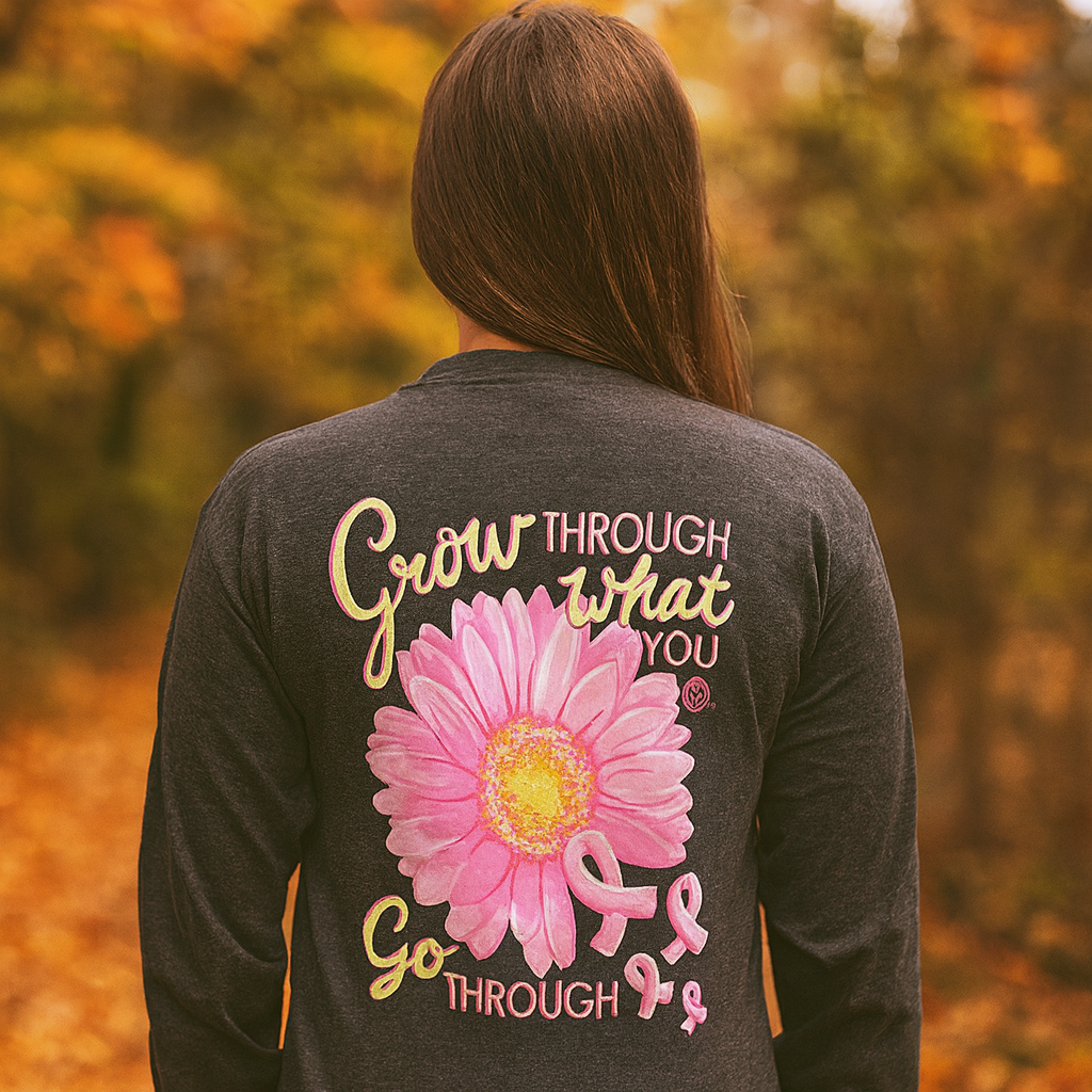 Girlie Girl Originals Grow Through Breast Cancer - Adult & Kids T-Shirts, Sweatshirts & Hoodies apparel design preview 1