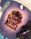 Witchy Vibes Halloween Fall Bleached Dye Canvas - Adult & Kids T-Shirts, Sweatshirts & Hoodies apparel design preview 1