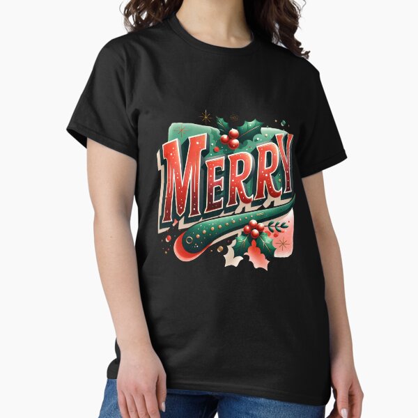 Merry Christmas Varsity Letters Festive Holiday - Adult & Kids T-Shirts, Sweatshirts & Hoodies apparel design preview 1