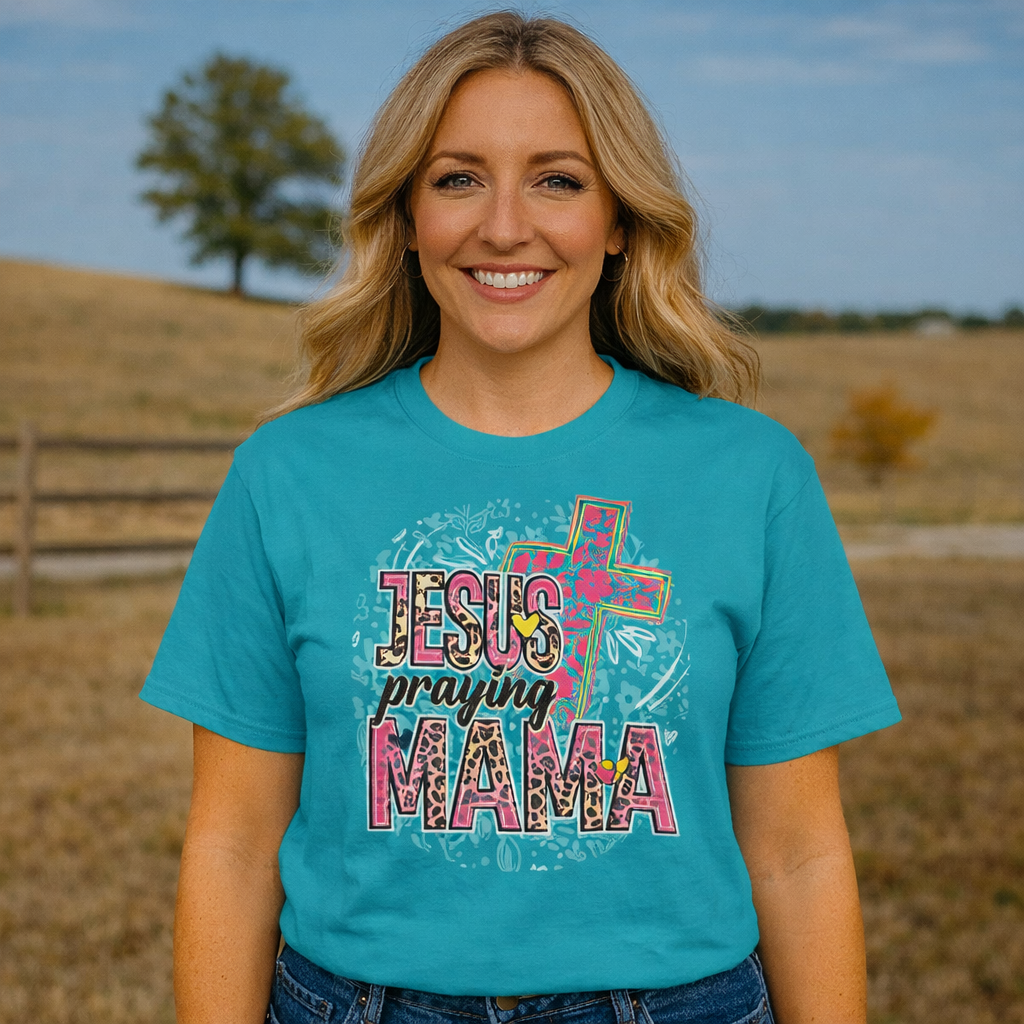 Girlie Girl Lulu Mac Jesus Praying Mama Canvas - Adult & Kids T-Shirts, Sweatshirts & Hoodies apparel design preview 1