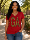 SALE Sassy Frass Georgia State GA Leopard V-Neck - Adult & Kids T-Shirts, Sweatshirts & Hoodies apparel design preview 1