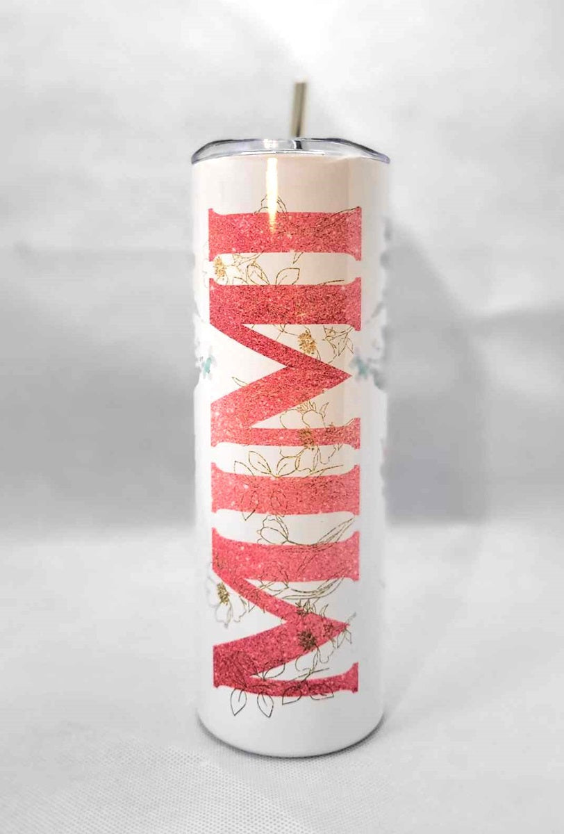 Floral MIMI 20 oz Skinny Tumbler Cup With Straw - Adult & Kids T-Shirts, Sweatshirts & Hoodies apparel design preview 2