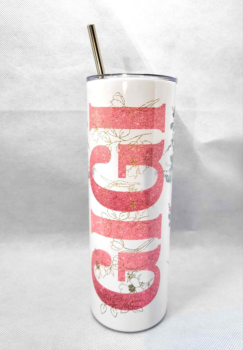 Floral GIGI 20 oz Skinny Tumbler Cup With Straw - Adult & Kids T-Shirts, Sweatshirts & Hoodies apparel design preview 2