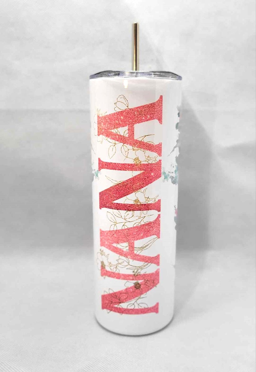 Floral NANA 20 oz Skinny Tumbler Cup With Straw - Adult & Kids T-Shirts, Sweatshirts & Hoodies apparel design preview 2