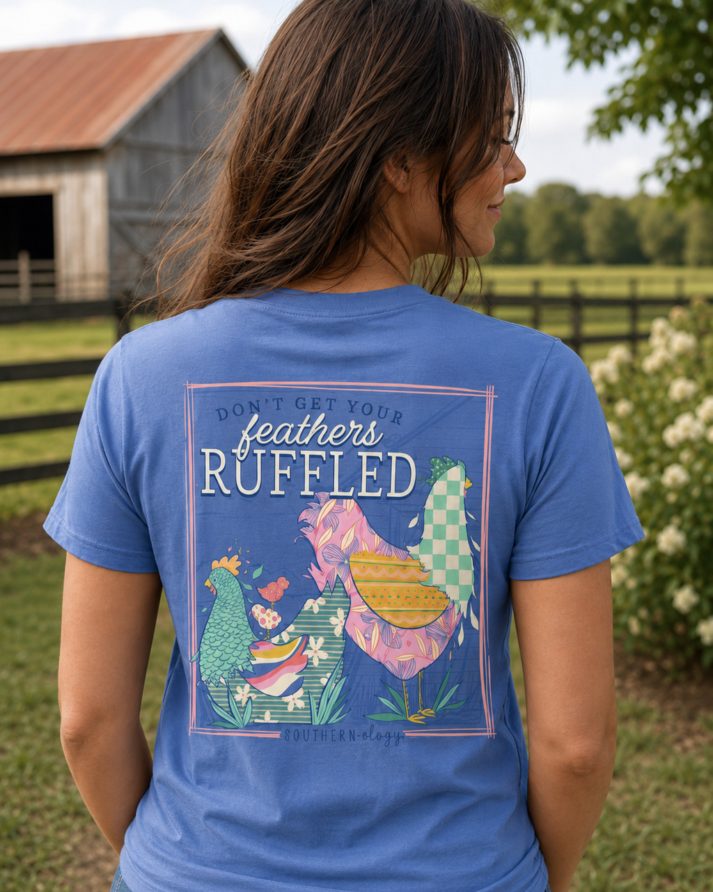 Southernology Feathers Ruffled Pattern Chickens - Adult & Kids T-Shirts, Sweatshirts & Hoodies apparel design preview 1
