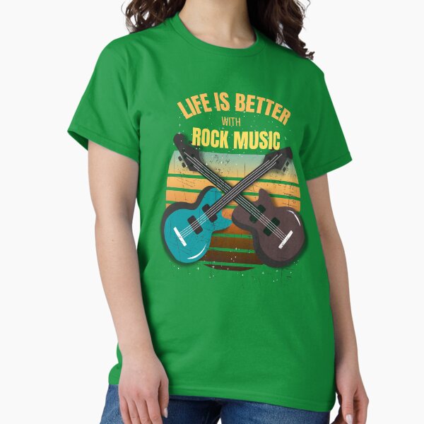 Life Is Better With Rock Music Vintage Retro Guitar - Adult & Kids T-Shirts, Sweatshirts & Hoodies apparel design preview 1