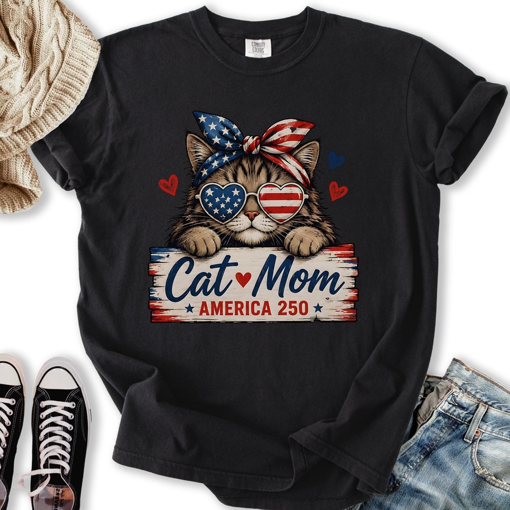 Cat Mom America - Adult & Kids T-Shirts, Sweatshirts & Hoodies apparel design preview 2