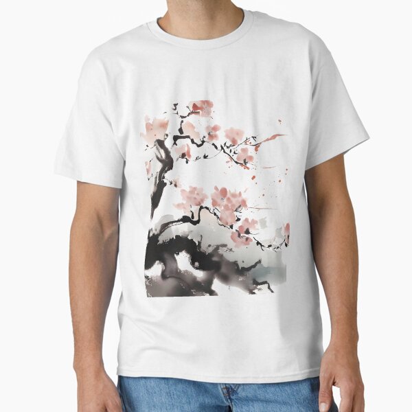 Cherry blossom with Japanese ink - Adult & Kids T-Shirts, Sweatshirts & Hoodies apparel design preview 1