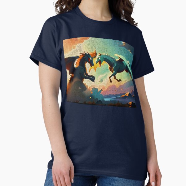 Dragon vs Pegasus Fantasy Art - Adult & Kids T-Shirts, Sweatshirts & Hoodies apparel design preview 1