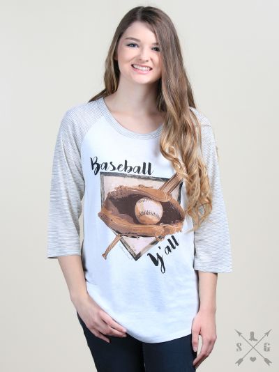 SALE Bjaxx Southern Grace Baseball Y'all Raglan - Adult & Kids T-Shirts, Sweatshirts & Hoodies apparel design preview 2