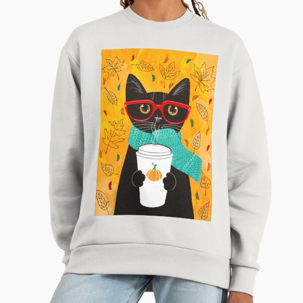 Autumn Pumpkin Coffee Cat - Adult & Kids T-Shirts, Sweatshirts & Hoodies apparel design preview 1