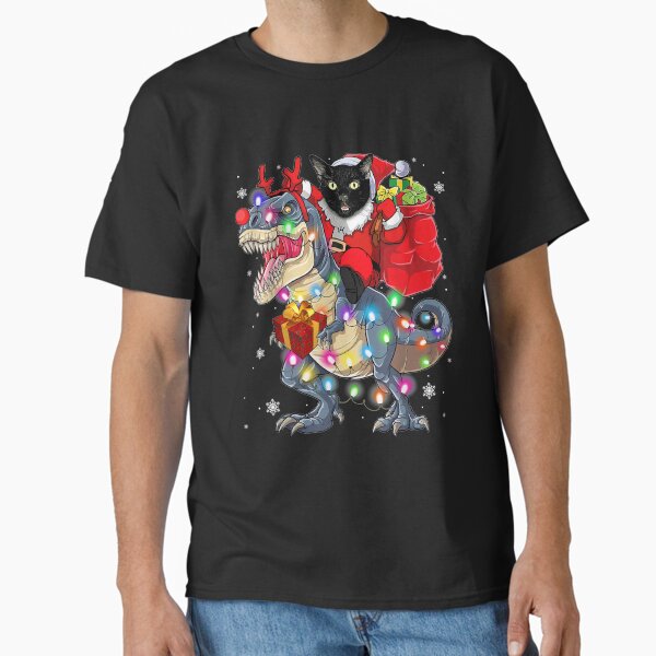 Cat Riding A Dinosaur T Rex Christmas Gifts - Adult & Kids T-Shirts, Sweatshirts & Hoodies apparel design preview 1