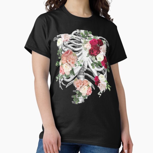 Anatomy, ribcage, rib cage,roses bloom spring - Adult & Kids T-Shirts, Sweatshirts & Hoodies apparel design preview 1