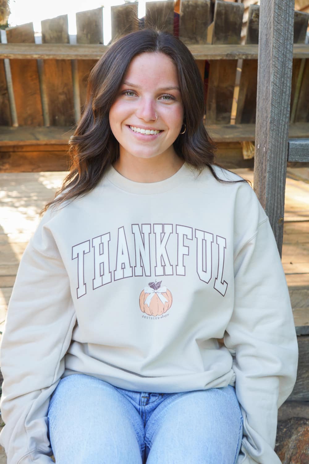 Southernology Thankful Pumpkin Fall Crewneck - Adult & Kids T-Shirts, Sweatshirts & Hoodies apparel design preview 2