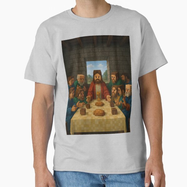 Minecraft Last Supper Pixelated Parody - Adult & Kids T-Shirts, Sweatshirts & Hoodies apparel design preview 1