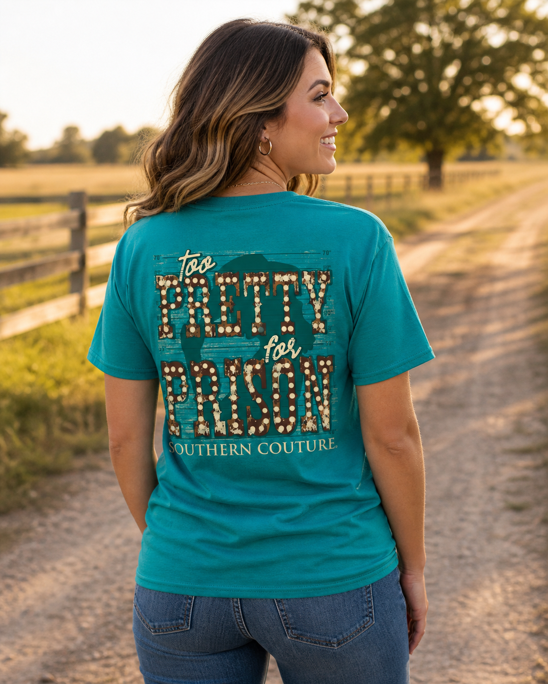 Southern Couture Classic Too Pretty For Prison - Adult & Kids T-Shirts, Sweatshirts & Hoodies apparel design preview 1