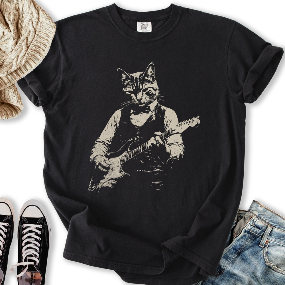 Cat Jammer Guitarist - Adult & Kids T-Shirts, Sweatshirts & Hoodies apparel design preview 2