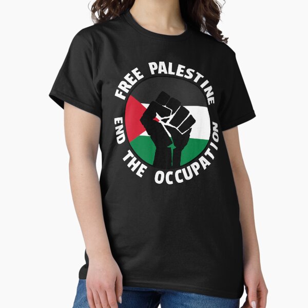 Free Palestine End The Occupation (White Text) - Adult & Kids T-Shirts, Sweatshirts & Hoodies apparel design preview 1